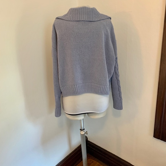 Hippie Rose "Soft & Cozy" Chenille Cable-Knit Zip-Up Sweater Blue Cardigan Large - Picture 8 of 8